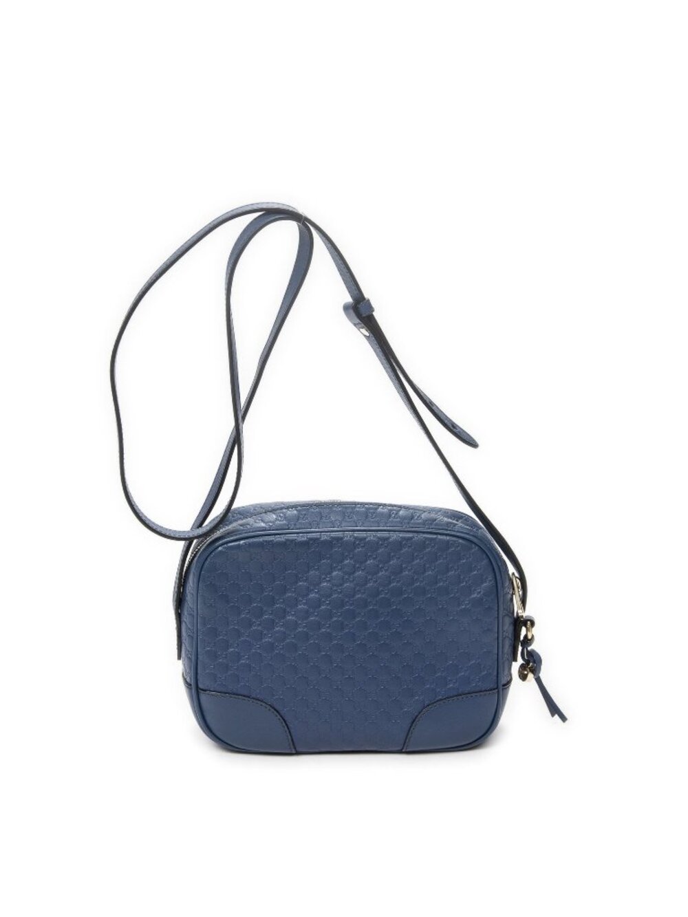 Gucci Bree Cross Belt Bag Navy Micro Guccissima Leather
